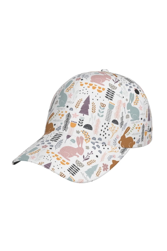 Fall Rabbit Pattern Baseball Cap Outdoor Cap Mountain Dad Hat - Unstructured Soft Cotton Cap-Adjustable UV Protection Cap