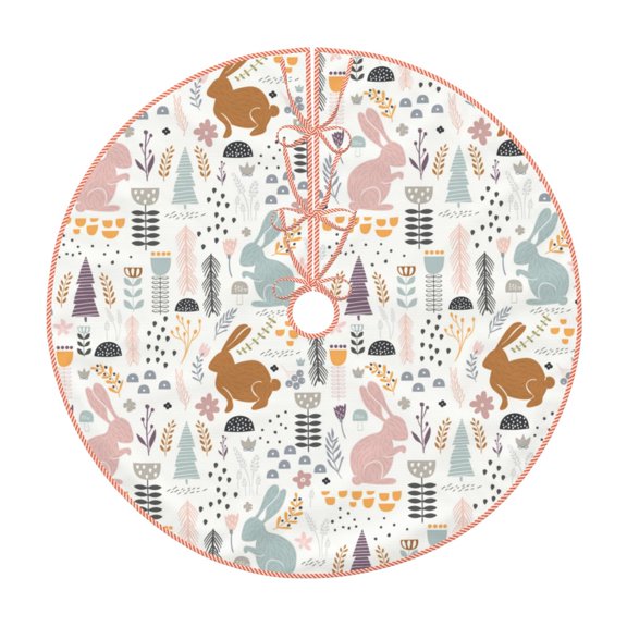 Rateoe Fall Rabbit Pattern Christmas Tree Skirt with Ties , Christmas Tree Decorations, Farmhouse Christmas Decor Xmas Holiday Decorations-36"