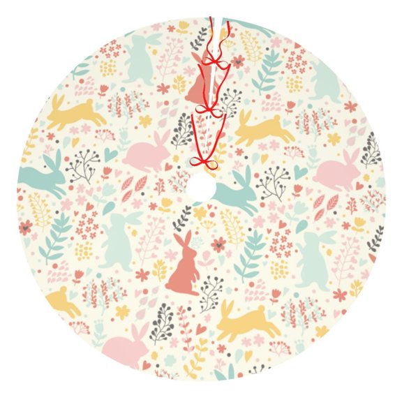 Rateoe Fall Rabbit Print Christmas Tree Skirt 30" for Xmas Holiday New Year Party Circle Tree Mat Ornaments Decoration