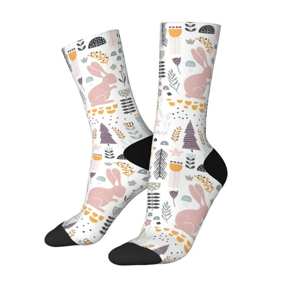 Rateoe Fall Rabbit for Women Casual Calf Socks - Cute Crew Socks - Thin Soft Above Ankle Socks Size 5-11