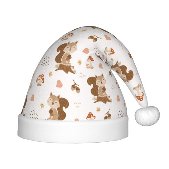 Rateoe Fall Squirrel Santa Hat Confortable Christmas Hat for Christmas Party Favors Fit for Kids