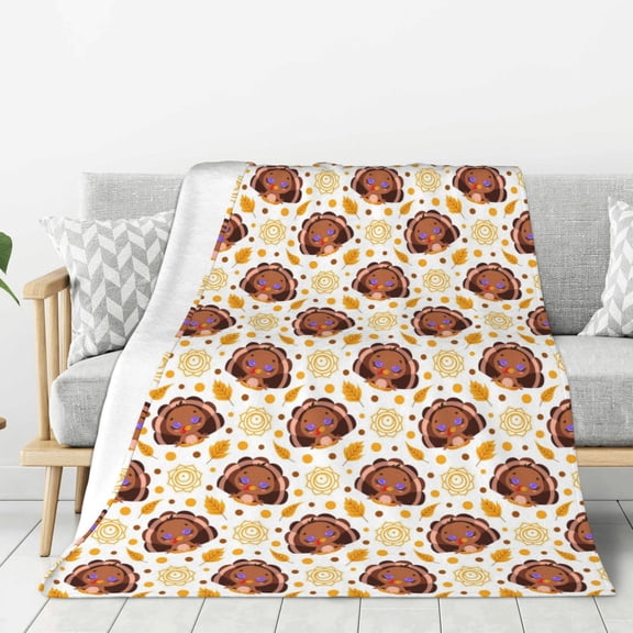 Rateoe Fall Turkey Pattern Flannel Throw Blanket, Ultra-soft Blanket for Bed, Couch, Car, Hypoallergenic Anti-pilling blanket-60"x50"(Vertical)