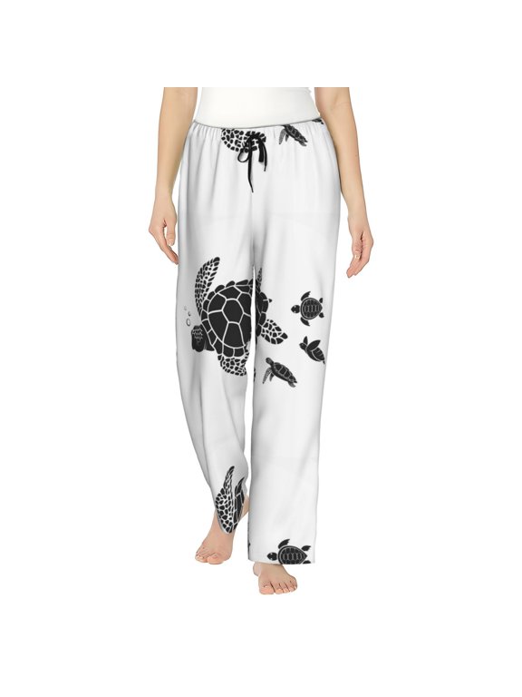 Family Of Sea Turtles Pattern Women’s Ultra-Soft Comfy Pajama Lounge Pants Sleepwear,Comfortable Lounge Wear,lightweight Pajamas, Casual Home Wear-Large