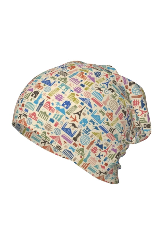 Famous Places Kids Beanie Warm Knit Beanie Hats Boys Girls Winter Hat Soft Slouchy Hats for Kids