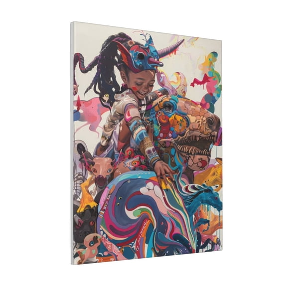 Rateoe Fantasy Colorful Beast Pattern Decorative Picture – Unique Modern Wall Art, Ready-to-Hang Canvas Print for Home (Vertical)