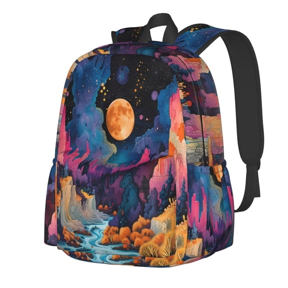 Rateoe Fantasy Cosmic Landscape Pattern Student Backpack,Backpack for School,Lightweight Bag,Travel Backpack,Outdoor Backpack,Large Capacity Backpack