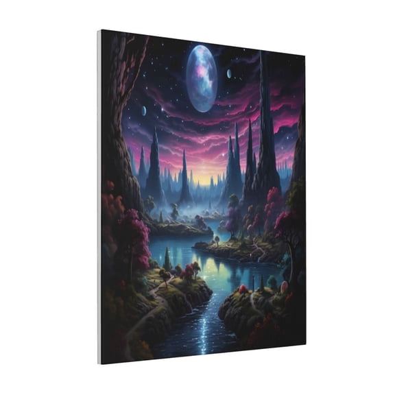 Rateoe Fantasy Landscape Starry Night Pattern Decorative Picture – Unique Modern Wall Art, Ready-to-Hang Canvas Print for Home (Vertical)