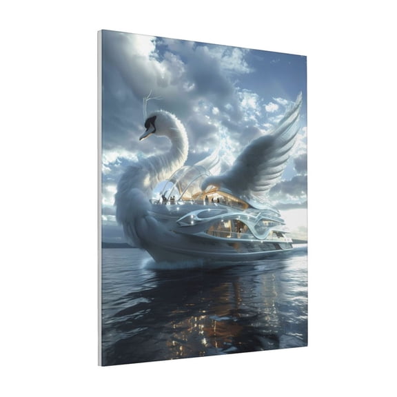 Rateoe Fantasy Swan Yacht Design Pattern Decorative Picture – Unique Modern Wall Art, Ready-to-Hang Canvas Print for Home (Vertical)
