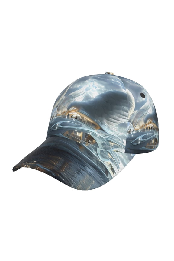 Fantasy Swan Yacht Design Pattern Mens Baseball Cap  Adjustable Curved Brim Hat, Soft Cotton Sports Cap for Outdoor, Casual, and Everyday Wear, Comfortable & Breathable