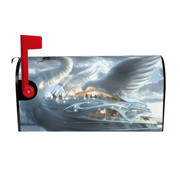 Rateoe Fantasy Swan Yacht Design Printed Mailbox Covers - Easy to Install Fall, Winter, Spring, Summer Mailbox Cover - Weather and UV-Resistant Mailbox Decor - Mailbox Magnetic Covers-