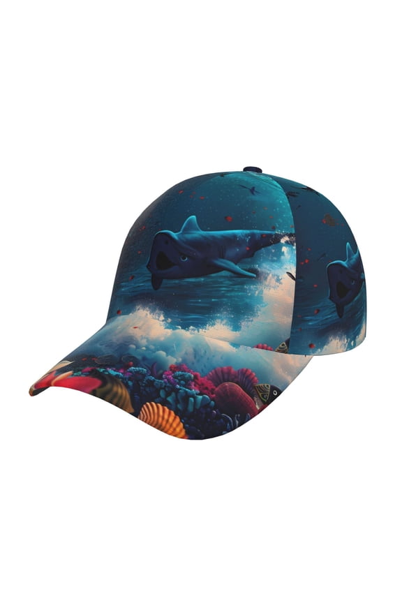 Fantasy Underwater Adventure Pattern Mens Baseball Cap  Adjustable Curved Brim Hat, Soft Cotton Sports Cap for Outdoor, Casual, and Everyday Wear, Comfortable & Breathable
