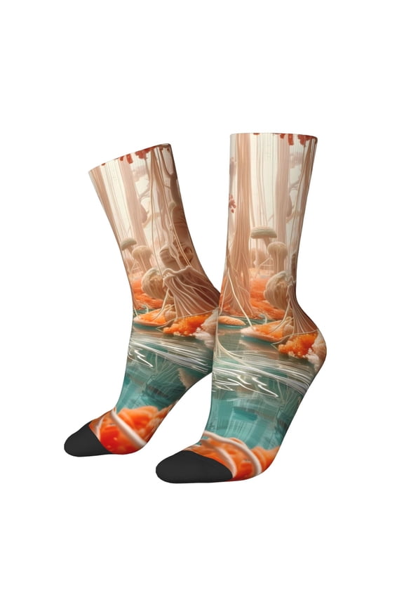 Fantasy Underwater Jellyfish for Women Casual Calf Socks - Cute Crew Socks - Thin Soft Above Ankle Socks Size 5-11