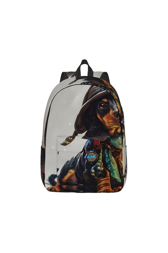 Fantasy Wizard Dog Art Pattern Canvas College Laptop Backpack,Travel Daypack,Durable Rucksack Travel Notebook Bag School Backpack Book Bag for Men Women-Medium