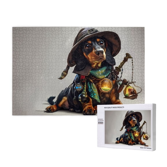 Rateoe Fantasy Wizard Dog Art Pattern Wooden Picture Puzzle ,1000 Piece Jigsaw Puzzle ,Family Fun Puzzle, Home Dcor Puzzle, Gift Puzzle(Horizontal style)