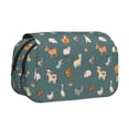 thumbnail image 1 of Rateoe Farm Animal Pattern Double Clamshell Pen Case, Storage Organizer with Two Zipper Compartments– Holds Up to 50 Pencils & Pens, 1 of 6