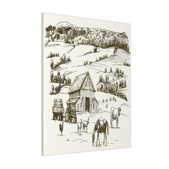 Rateoe Farm Animals 2 Pattern Decorative Picture – Unique Modern Wall Art, Ready-to-Hang Canvas Print for Home (Vertical)