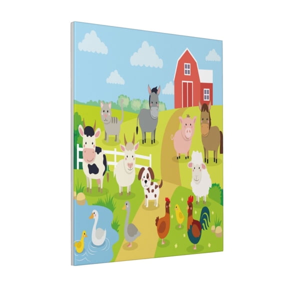 Rateoe Farm Animals 3 Pattern Decorative Picture – Unique Modern Wall Art, Ready-to-Hang Canvas Print for Home (Vertical)