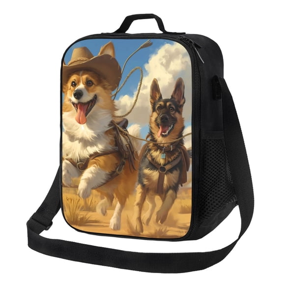 Rateoe Farm Corgi German Shepherd Lunch Bag Reusable Lunch Box with Shoulder Straps for Men Women Insulated Portable Lunchbox for adults Suitable for School Work Picnic