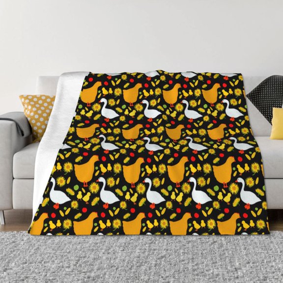 Rateoe Farm Goose Pattern Flannel Throw Blanket, Ultra-soft Blanket for Bed, Couch, Car, Hypoallergenic Anti-pilling blanket-60"x50"(Horizontal)