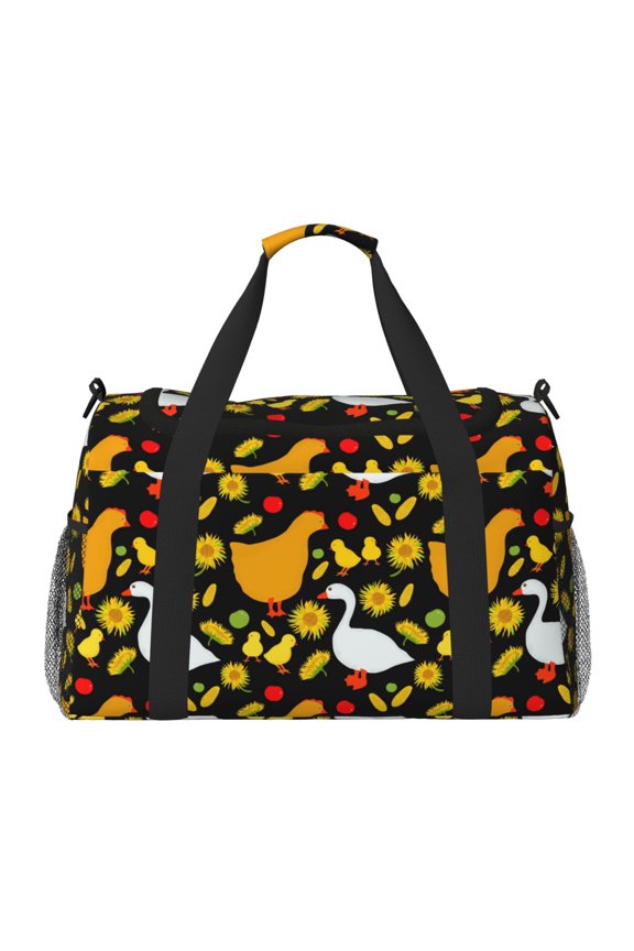 Farm Goose Pattern Gym Bag for Women, Duffle Bag for Travel with Wet Pocket, Carry on Weekender Bags for Women, Water Resistant Travel Bag Duffel Bag