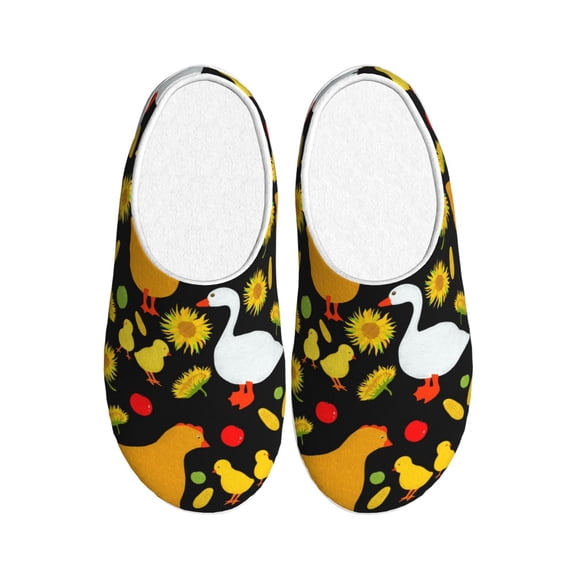 Rateoe Farm Goose Print Women's Men's Cotton Knit Slippers Lightweight Memory Foam Indoor House Shoes with Anti-Skid Sole-37/38