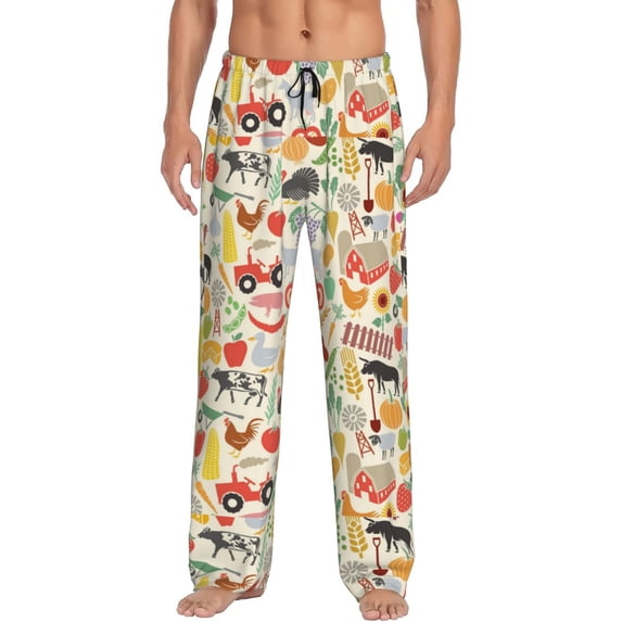 Rateoe Farm Pattern Men’s Ultra-Soft Comfy Pajama Lounge Pants Sleepwear,Comfortable Lounge Wear,lightweight Pajamas, Casual Home Wear-X-Large