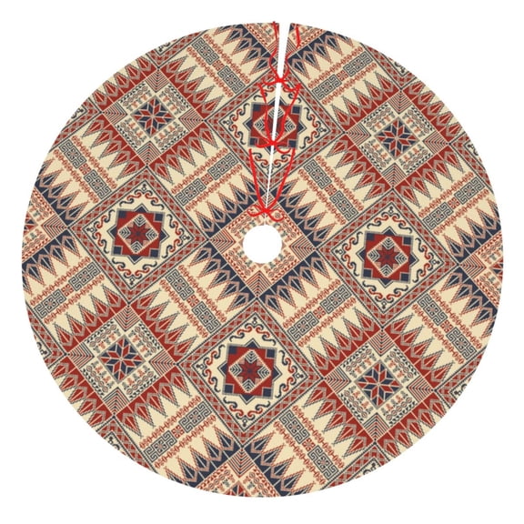 Rateoe Fashion Tatreez (3) Print Christmas Tree Skirt 48" for Xmas Holiday New Year Party Circle Tree Mat Ornaments Decoration