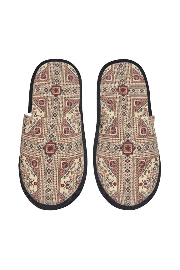 Fashion Tatreez1 Pattern Fuzzy Slippers Fuzzy Soft House Slippers Plush Furry Warm Cozy Open Toe Fluffy Home Shoes-Large