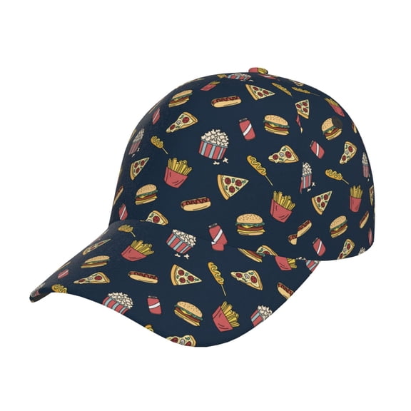 Rateoe Fast Food Pattern Baseball Cap Outdoor Cap Mountain Dad Hat - Unstructured Soft Cotton Cap-Adjustable UV Protection Cap