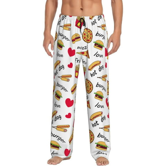 Rateoe Fast Food Pattern Men’s Ultra-Soft Comfy Pajama Lounge Pants Sleepwear,Comfortable Lounge Wear,lightweight Pajamas, Casual Home Wear-Large