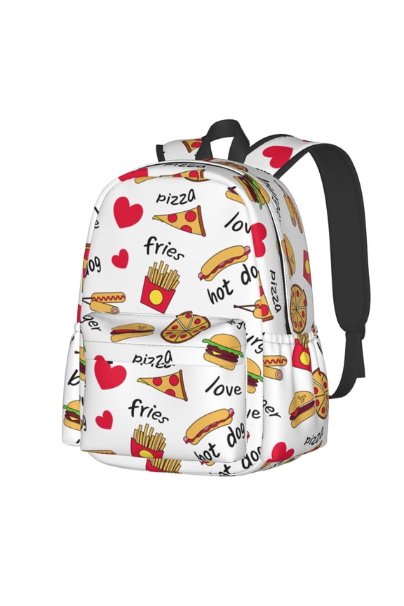 Fast Food Pattern Student Backpack,Backpack for School,Lightweight Bag,Travel Backpack,Outdoor Backpack,Large Capacity Backpack