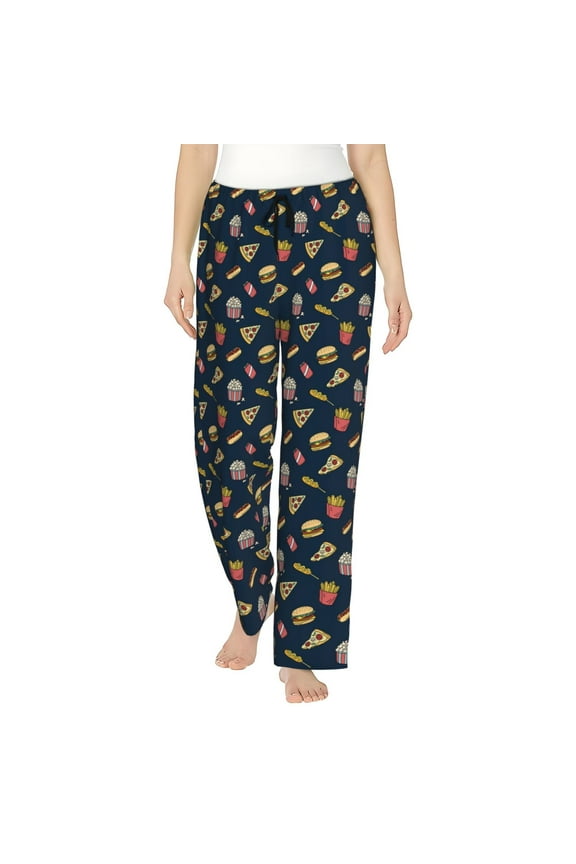 Fastfood Pattern Women’s Ultra-Soft Comfy Pajama Lounge Pants Sleepwear,Comfortable Lounge Wear,lightweight Pajamas, Casual Home Wear-X-Large