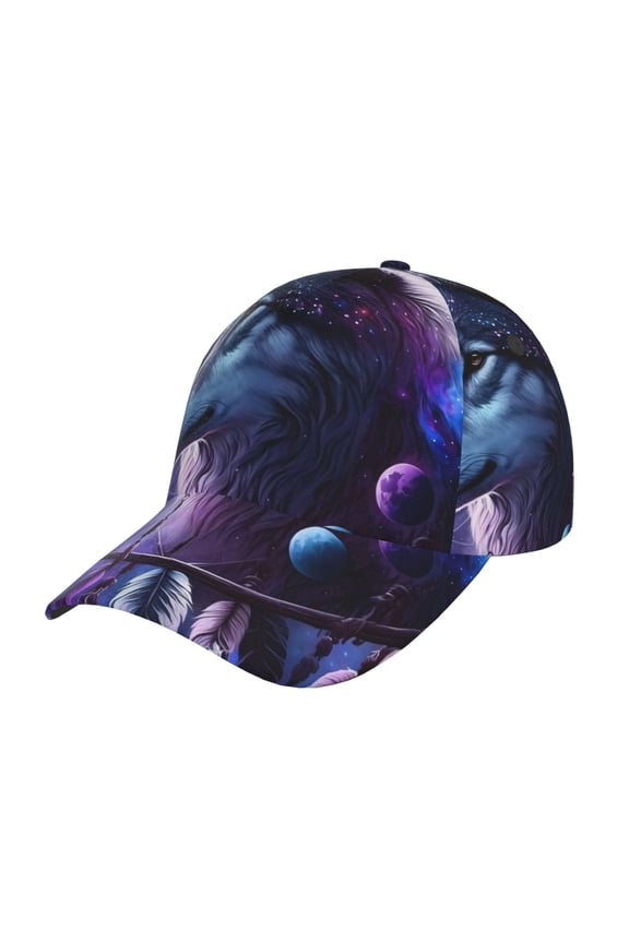 Feathered Wolf Pattern Baseball Cap Outdoor Cap Mountain Dad Hat - Unstructured Soft Cotton Cap-Adjustable UV Protection Cap
