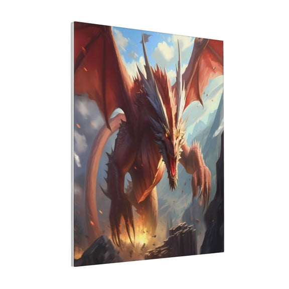 Rateoe Ferocious Dragon Fury Pattern Decorative Picture – Unique Modern Wall Art, Ready-to-Hang Canvas Print for Home (Vertical)