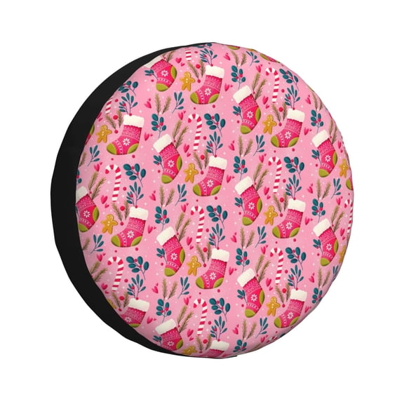 Rateoe Festive Christmas Stocking Cheer Pattern Tire Cover Wheel Protectors Weatherproof Wheel Covers Universal Fit for Trailer Rv SUV Truck Camper Travel Trailers Accessories-