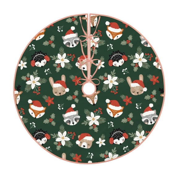 Rateoe Festive Forest Friends Pattern Christmas Tree Skirt with Ties, Christmas Tree Decorations, Farmhouse Christmas Decor Xmas Holiday Decorations-36"