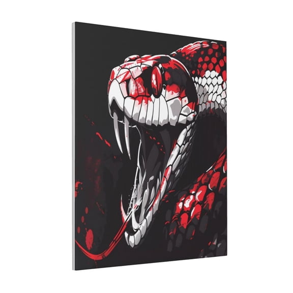 Rateoe Fierce Red Viper Graphic Art Pattern Decorative Picture – Unique Modern Wall Art, Ready-to-Hang Canvas Print for Home (Vertical)