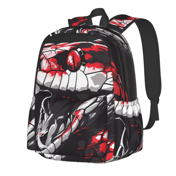 Rateoe Fierce Red Viper Graphic Art Pattern Student Backpack,Backpack for School,Lightweight Bag,Travel Backpack,Outdoor Backpack,Large Capacity Backpack