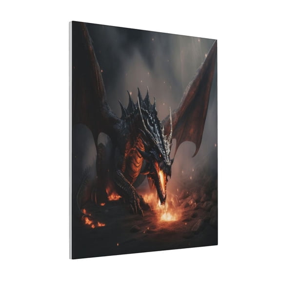 Rateoe Fiery Black Dragon Attack Pattern Decorative Picture – Unique Modern Wall Art, Ready-to-Hang Canvas Print for Home (Vertical)