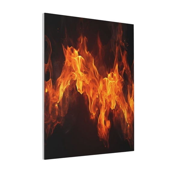 Rateoe Fiery Orange Flames Energy Pattern Decorative Picture – Unique Modern Wall Art, Ready-to-Hang Canvas Print for Home (Vertical)