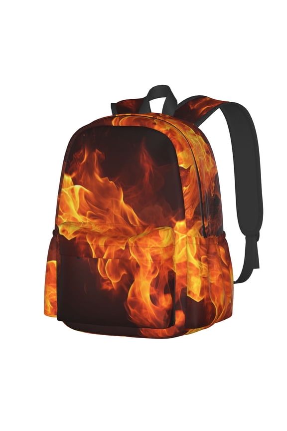 Fiery Orange Flames Energy Pattern Student Backpack,Backpack for School,Lightweight Bag,Travel Backpack,Outdoor Backpack,Large Capacity Backpack