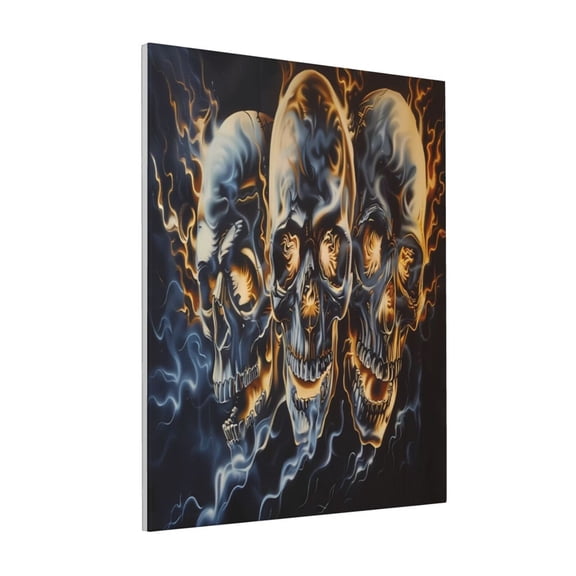 Rateoe Fiery Skull Trio Pattern Decorative Picture – Unique Modern Wall Art, Ready-to-Hang Canvas Print for Home (Vertical)