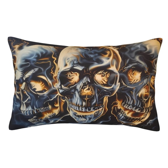 Rateoe Fiery Skull Trio Pattern Decorative Pillow Case,Throw Pillow Covers,Plush Pillow Cover,Soft Pillow Case,Velvet Pillow Case-20"x30"