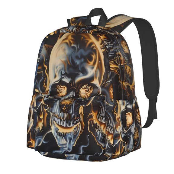 Rateoe Fiery Skull Trio Pattern Student Backpack,Backpack for School,Lightweight Bag,Travel Backpack,Outdoor Backpack,Large Capacity Backpack