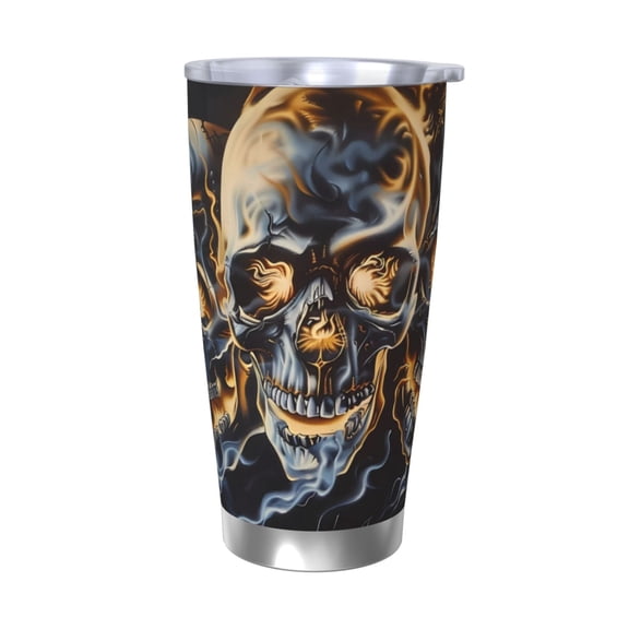 Rateoe Fiery Skull Trio Printed Car Guy Gifts for Men Women Tumbler - 20oz/590ml Double Wall Vacuum Insulated Stainless Steel Travel Tumbler Cups with Lid & Straw-Without Straw