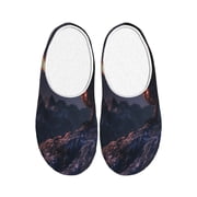 Rateoe Fire Breathing Dragon Twilight Print Womens Mens Cotton Knit Slippers Lightweight Memory Foam Indoor House Shoes with Anti-Skid Sole-42/43