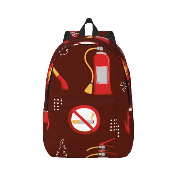 Rateoe Fire Extinguisher Pattern Canvas College Laptop Backpack,Travel Daypack,Durable Rucksack Travel Notebook Bag School Backpack Book Bag for Men Women-Small
