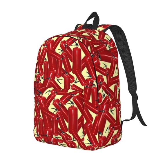 Rateoe Fire Extinguisher Pattern Durable Canvas Backpack for Men & Women – Stylish & Lightweight – Adjustable Straps, Multiple Pockets – Fits 15-17 Inch LaptopsMedium