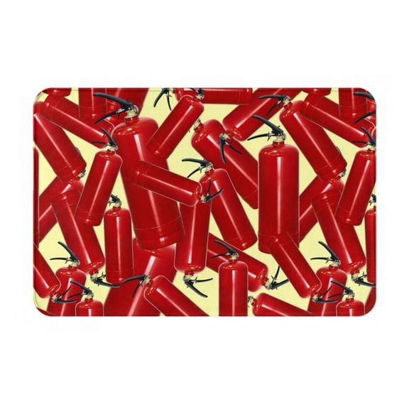 Rateoe Fire Extinguisher Pattern Flannel Door Mat Indoor Outdoor Entrance, Waterproof All-Weather Doormat,Fade Resistant, Low Profile Entryway Mat 16x24in