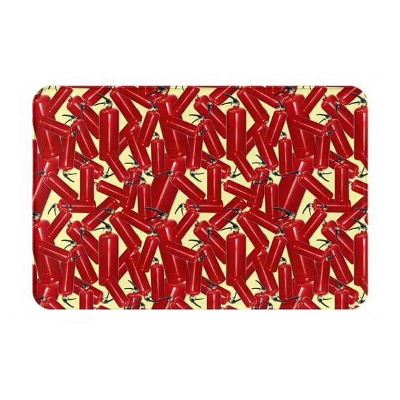 Rateoe Fire Extinguisher Pattern Flannel Door Mat Indoor Outdoor Entrance, Waterproof All-Weather Doormat,Fade Resistant, Low Profile Entryway Mat 16x24in